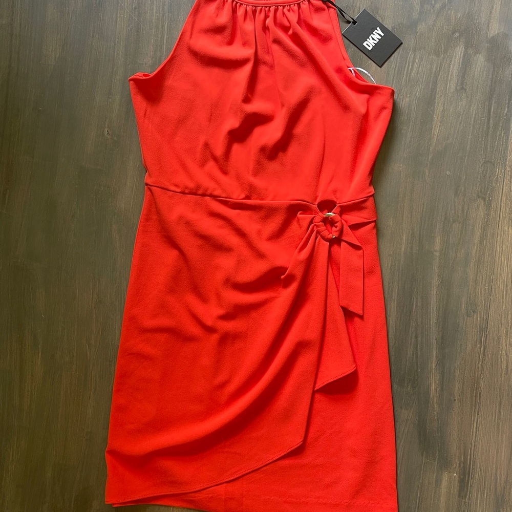DKNY One Shoulder Red Dress